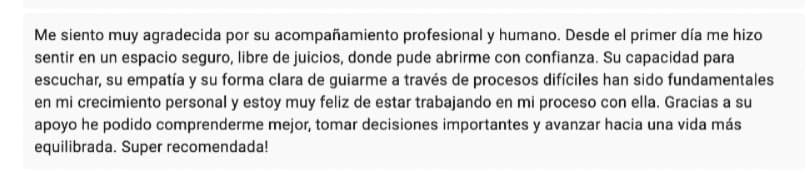 Testimonio de Luisa sobre el acompañamiento profesional y humano en terapia con Daniela Cardona